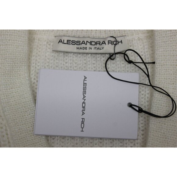 Alessandra Rich women's cropped embellished mohair‎ blend cardigan sweater 36 - Picture 6 of 11